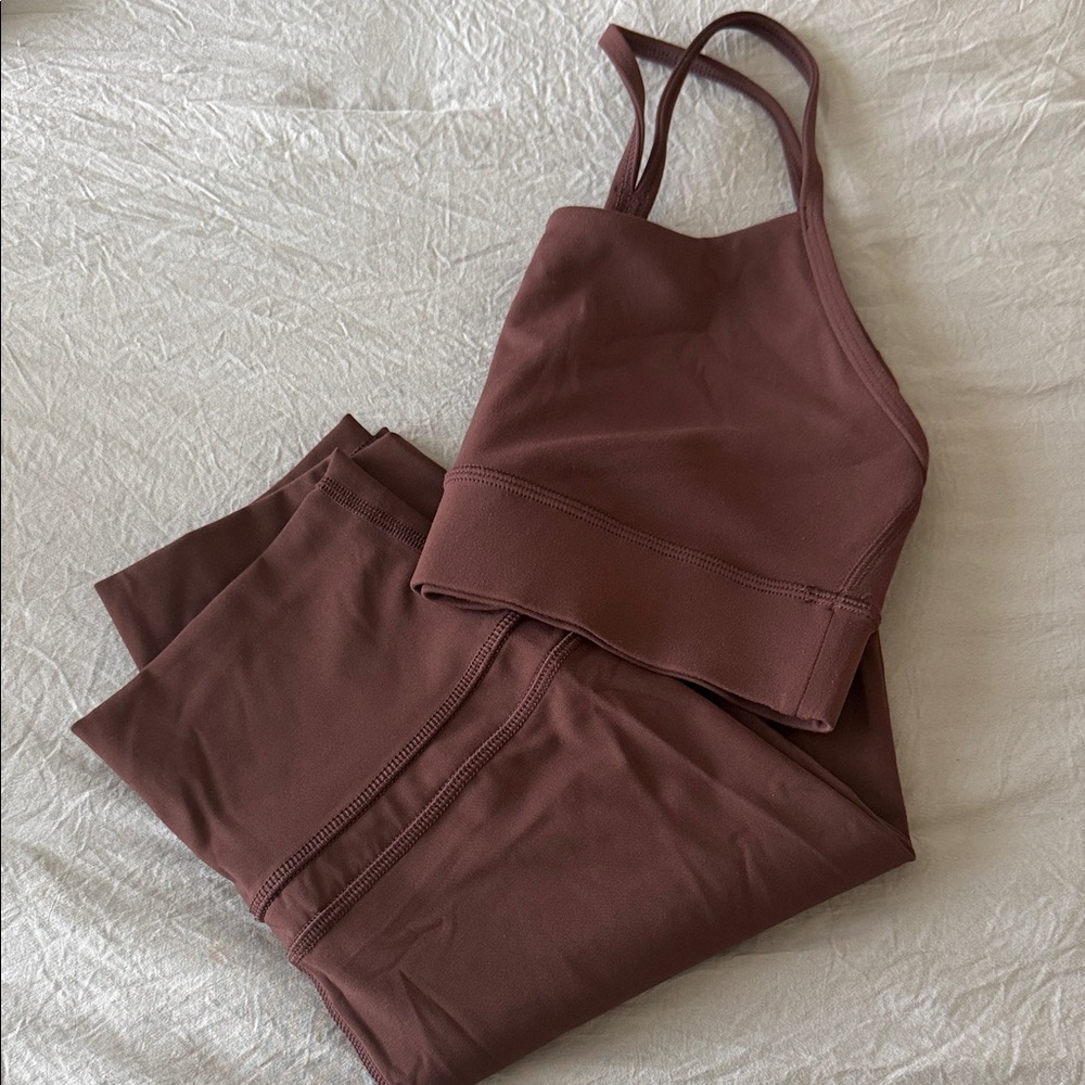 CRZ YOGA Mauve Brown High-Waist Legging Set